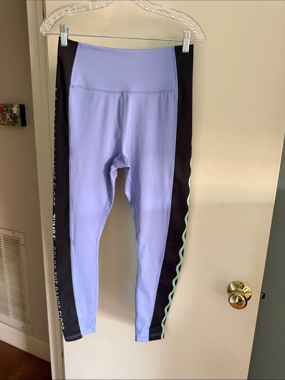 Crayola Lavender Leggings with Black Panels and Mint Trim
